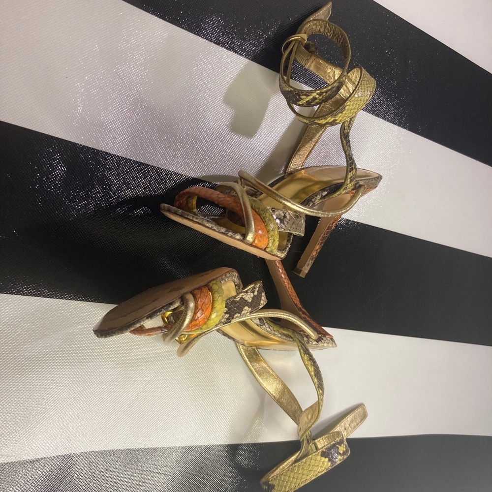 Coach Florence Heels Printed Python Snake Strap S… - image 3